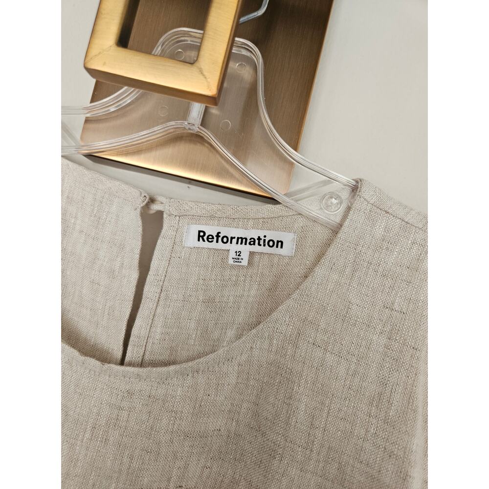 Reformation Women's Naomi Linen Jumpsuit Beige Natural NWT Size 12 - Picture 7 of 16